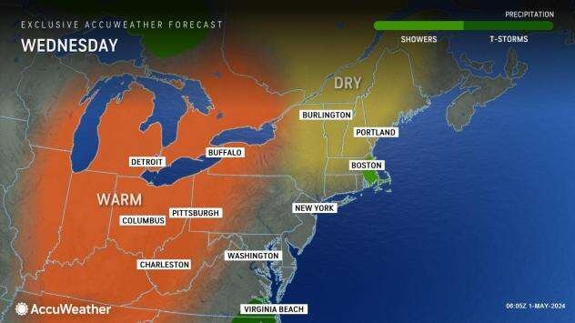 Warmth, chill and rain to eye Northeast for first few days of May